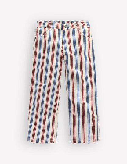 Relaxed Straight Jeans-Blue and Red Stripe