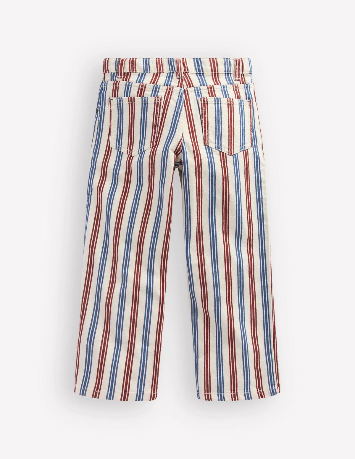 Relaxed Straight Jeans-Blue and Red Stripe