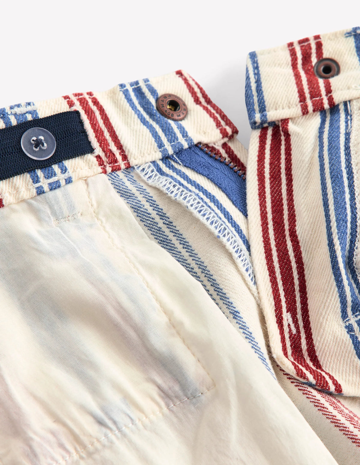 Relaxed Straight Jeans-Blue and Red Stripe