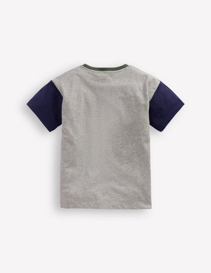 Relaxed Ripstop Pocket T-shirt-Grey Marl