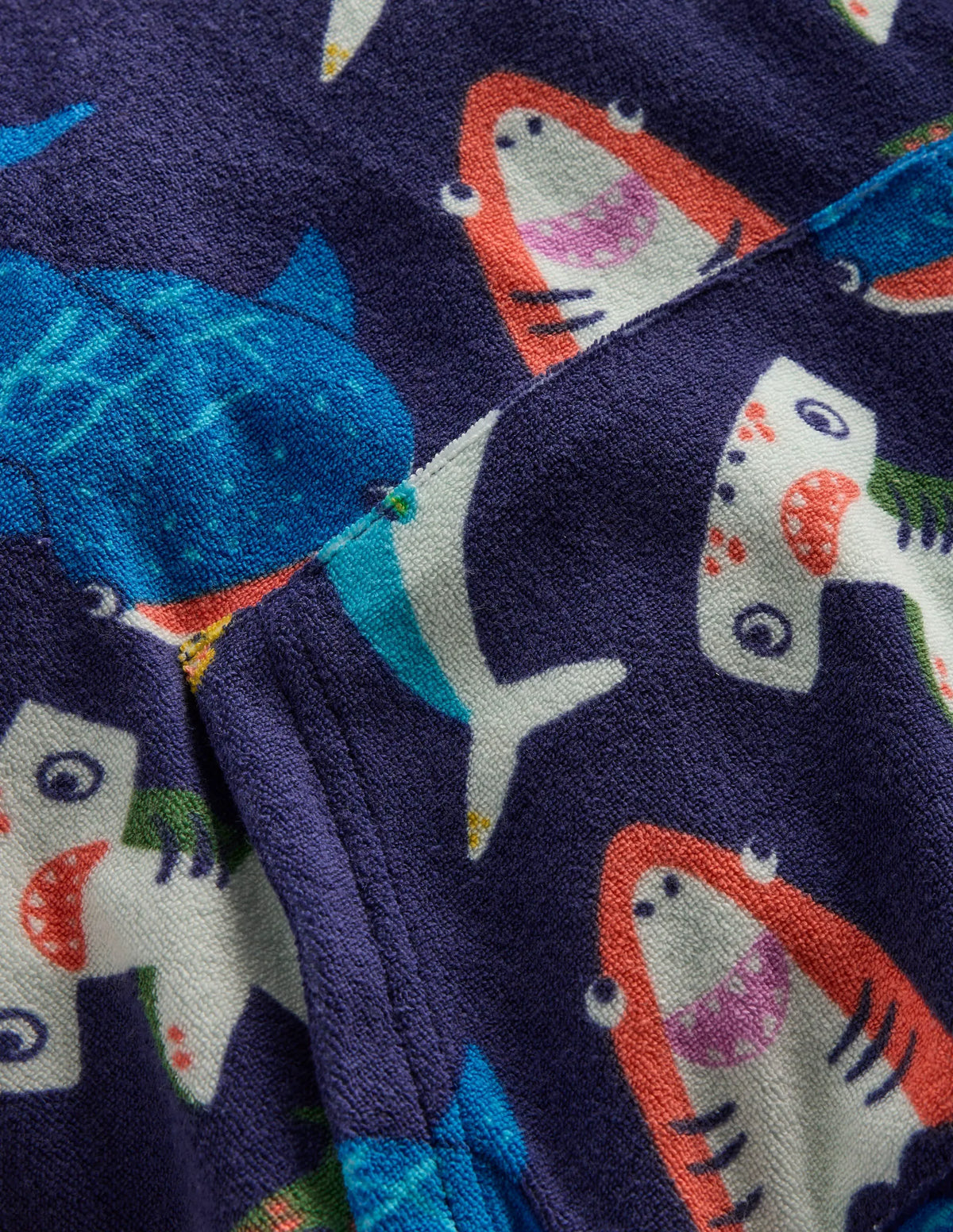 Towelling Pop-over Hoody-College Navy Sharks