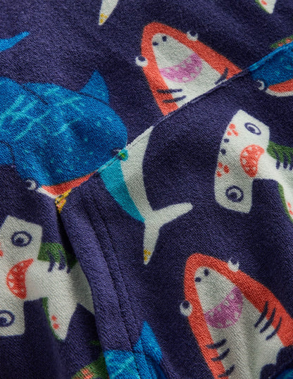 Towelling Pop-over Hoody-College Navy Sharks