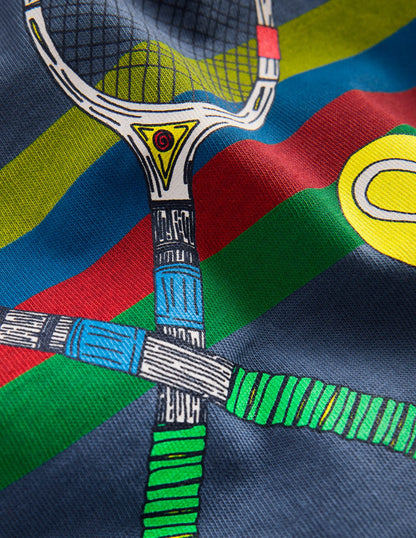 Relaxed Sport Graphic T-shirt-Robot Blue Tennis