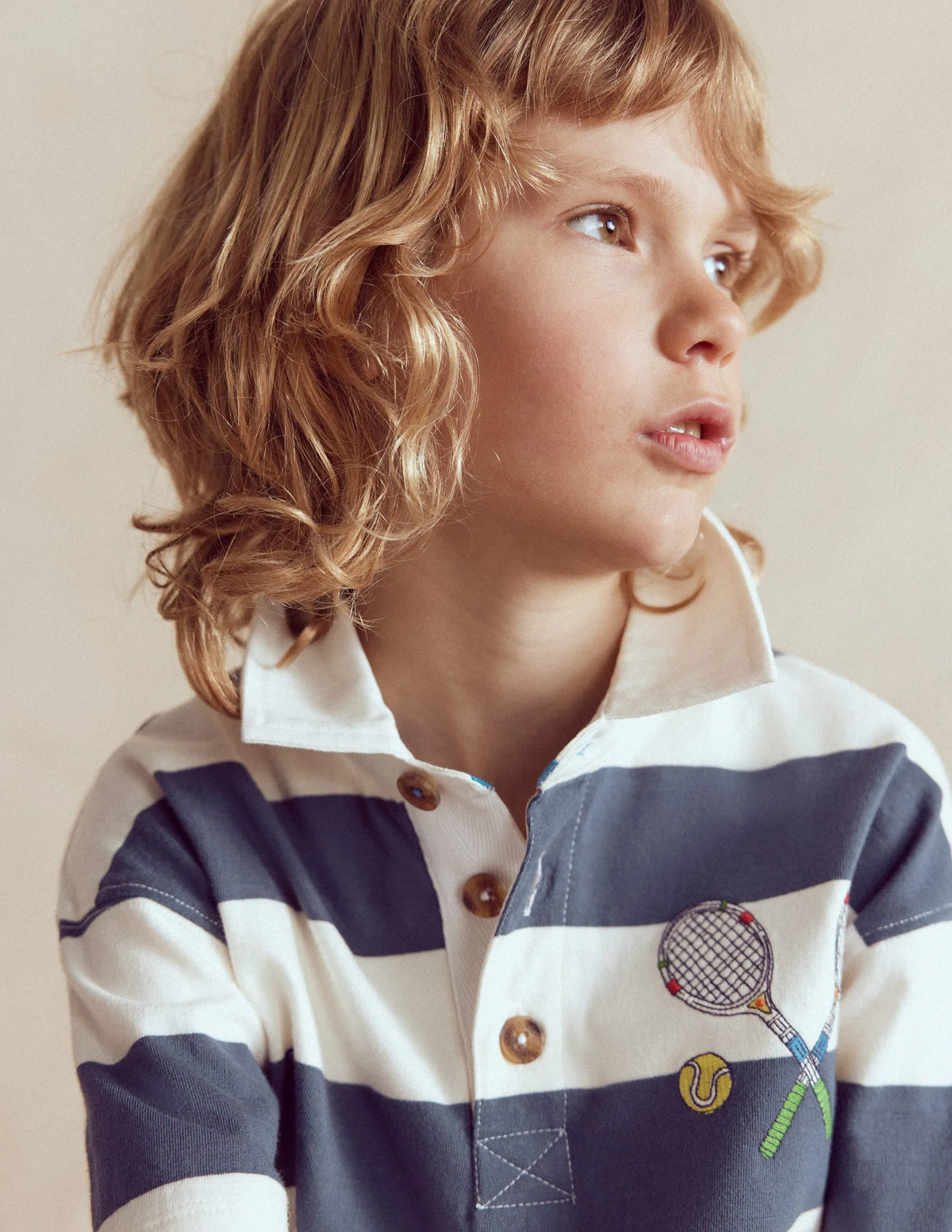Relaxed Appliqué Polo Shirt-Robot Blue Tennis