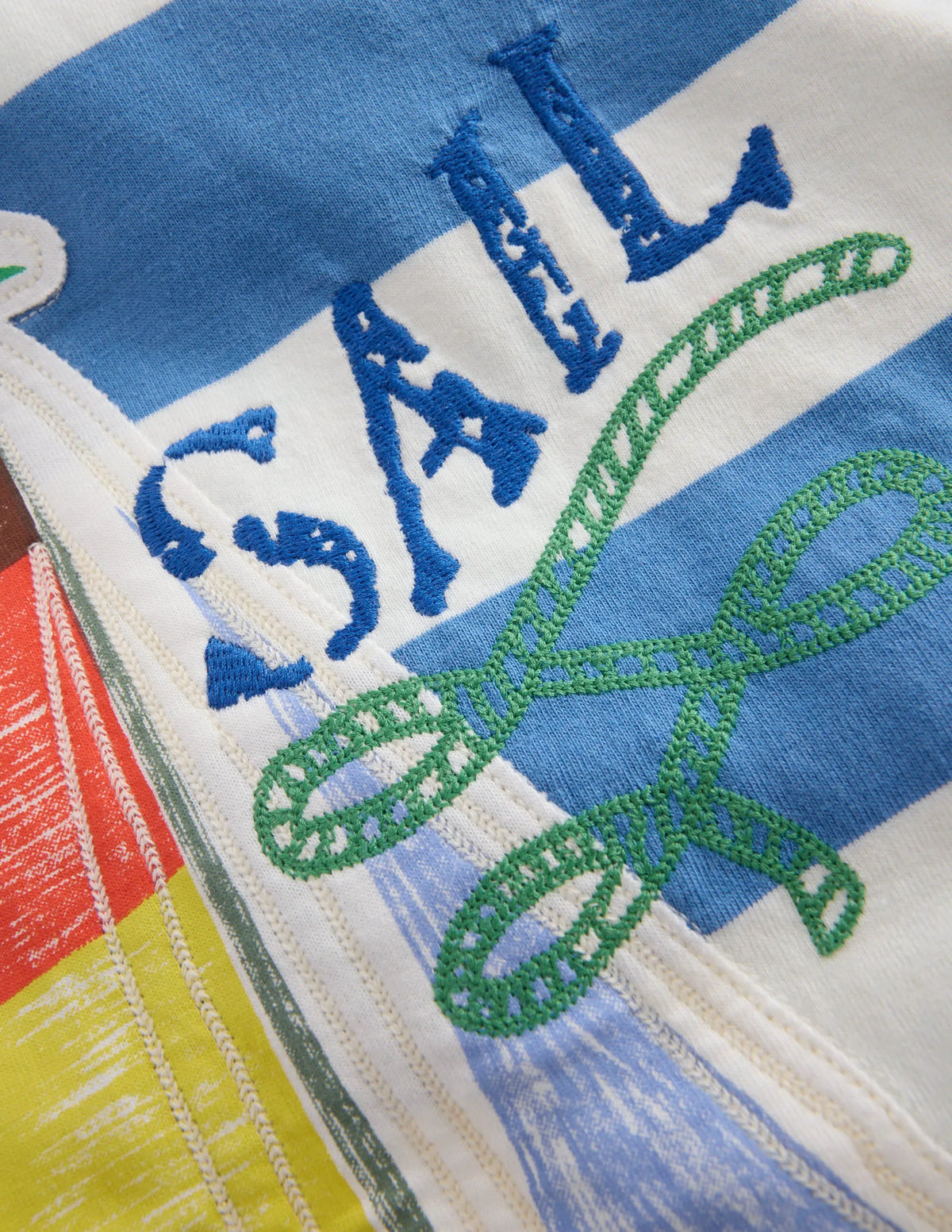 Relaxed Appliqué Polo Shirt-Forget Me Not Sail boats