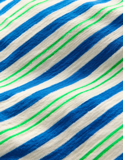 Textured Striped T-shirt-Soft Ivory / Blue / Green