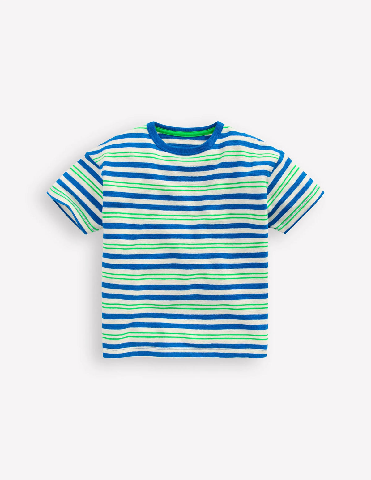 Textured Striped T-shirt-Soft Ivory / Blue / Green