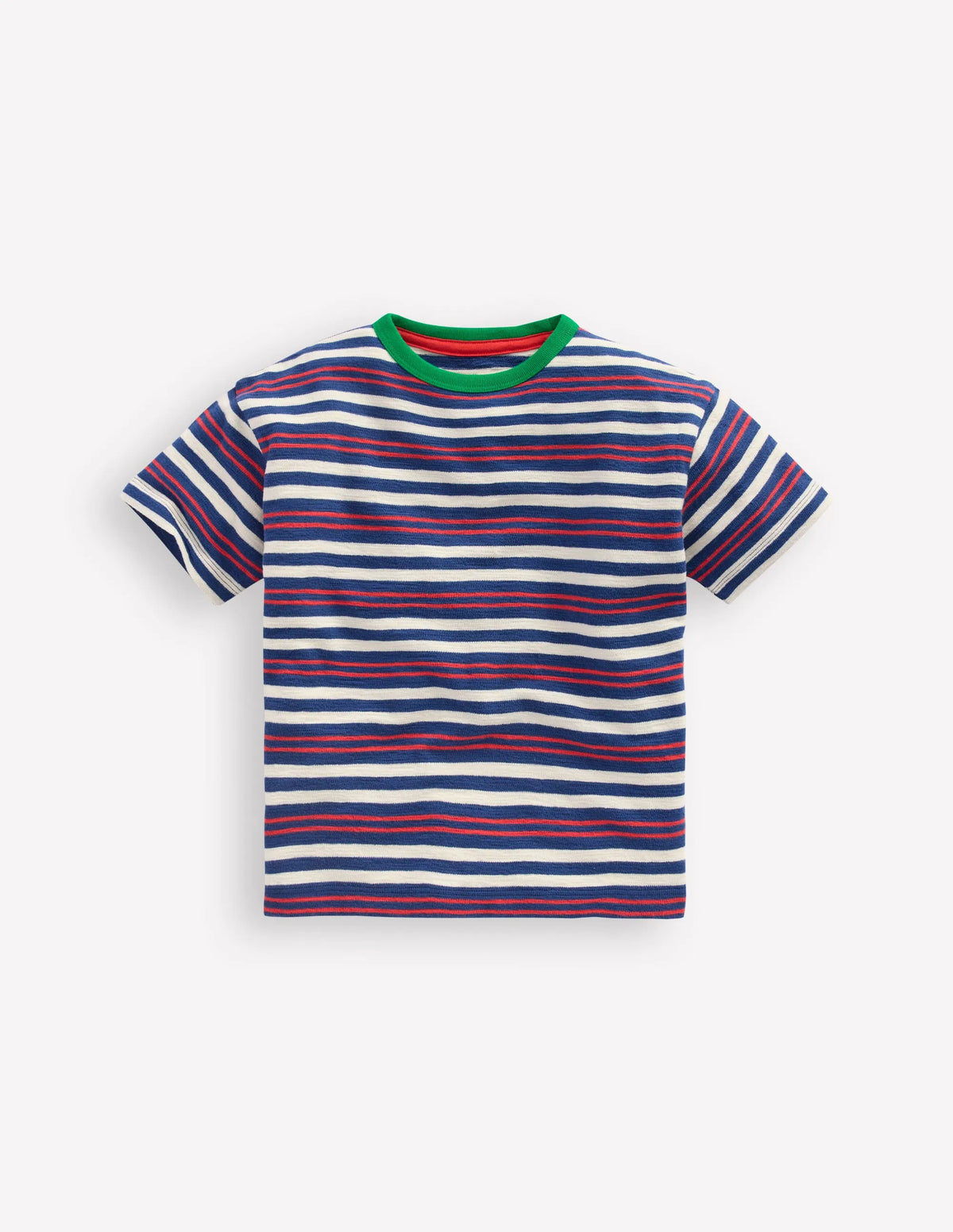 Textured Striped T-shirt-Denim Blue / Jam Red