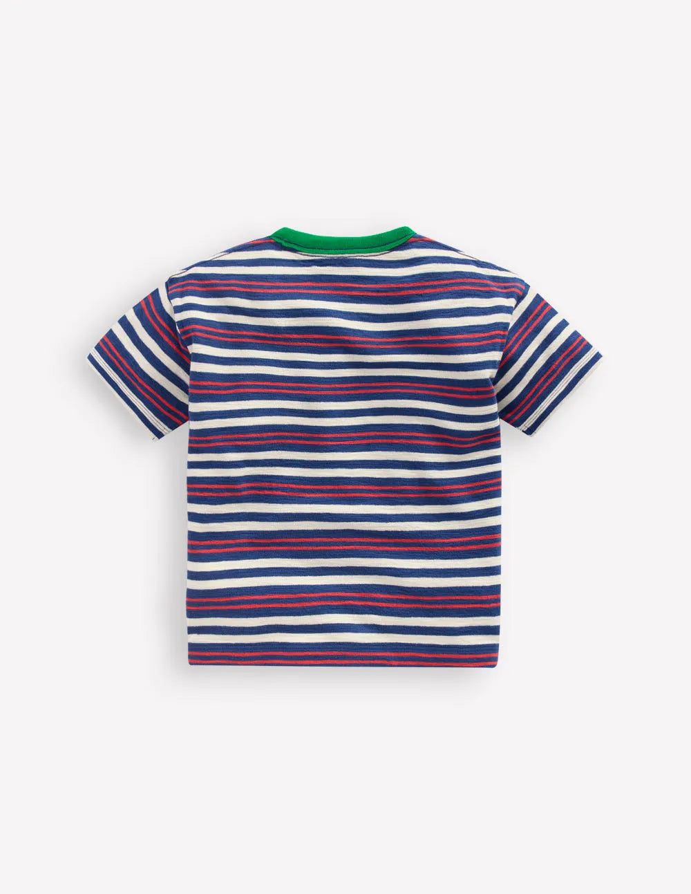 Textured Striped T-shirt-Denim Blue / Jam Red
