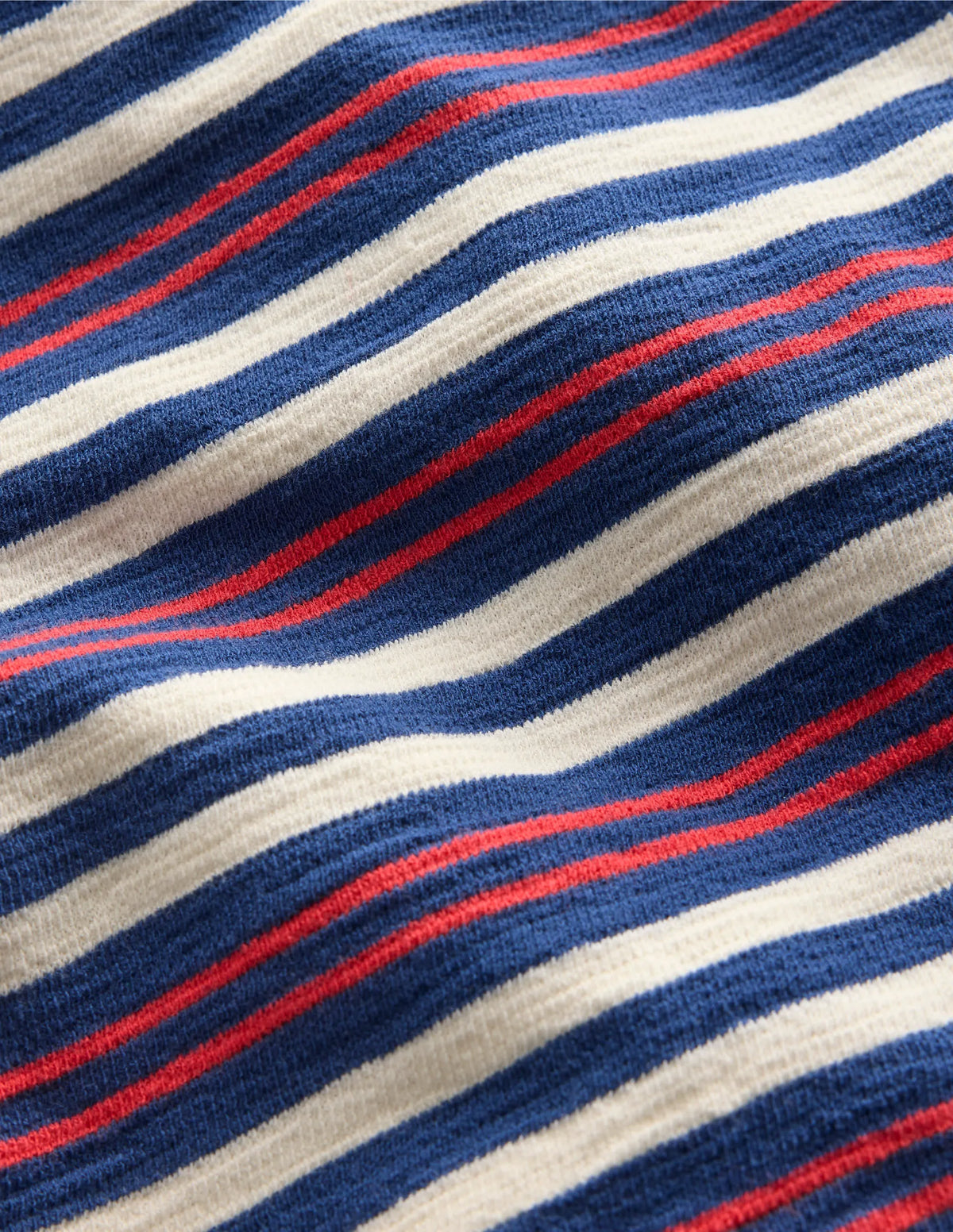 Textured Striped T-shirt-Denim Blue / Jam Red