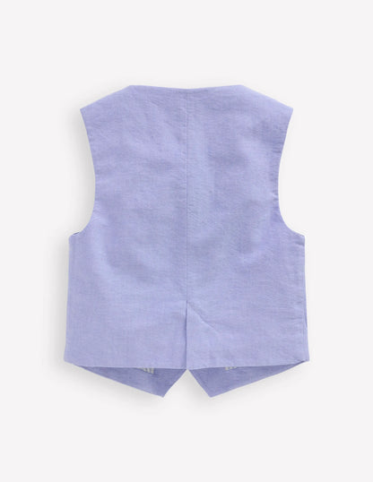 Cotton Oxford Waistcoat-Blue Oxford