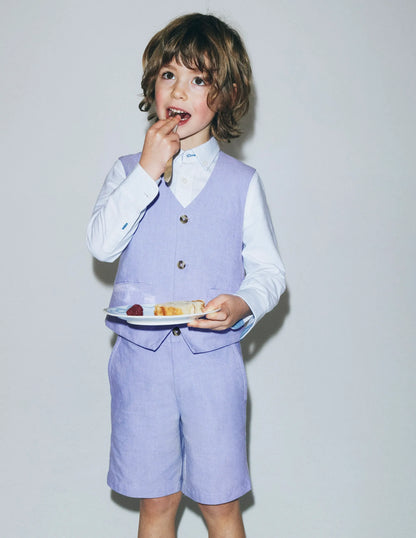 Cotton Oxford Waistcoat-Blue Oxford