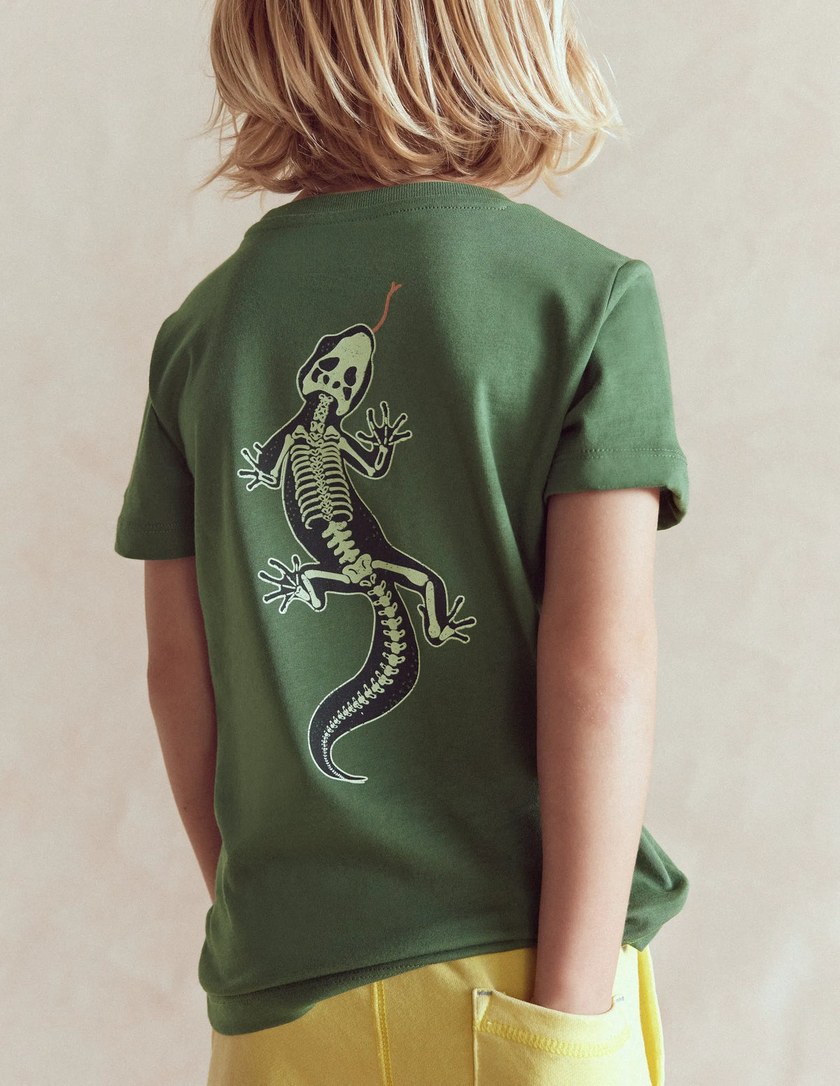 Front and Back Glow T-shirt-Bottle Green, Lizard X-Rray