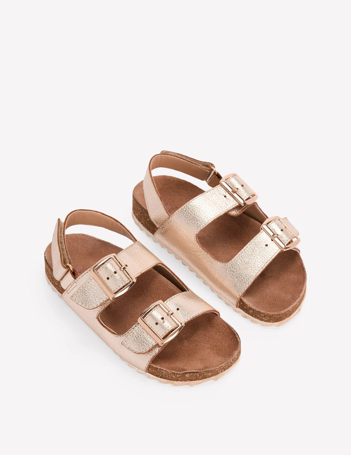 Metallic Double Strap Sandals-Gold