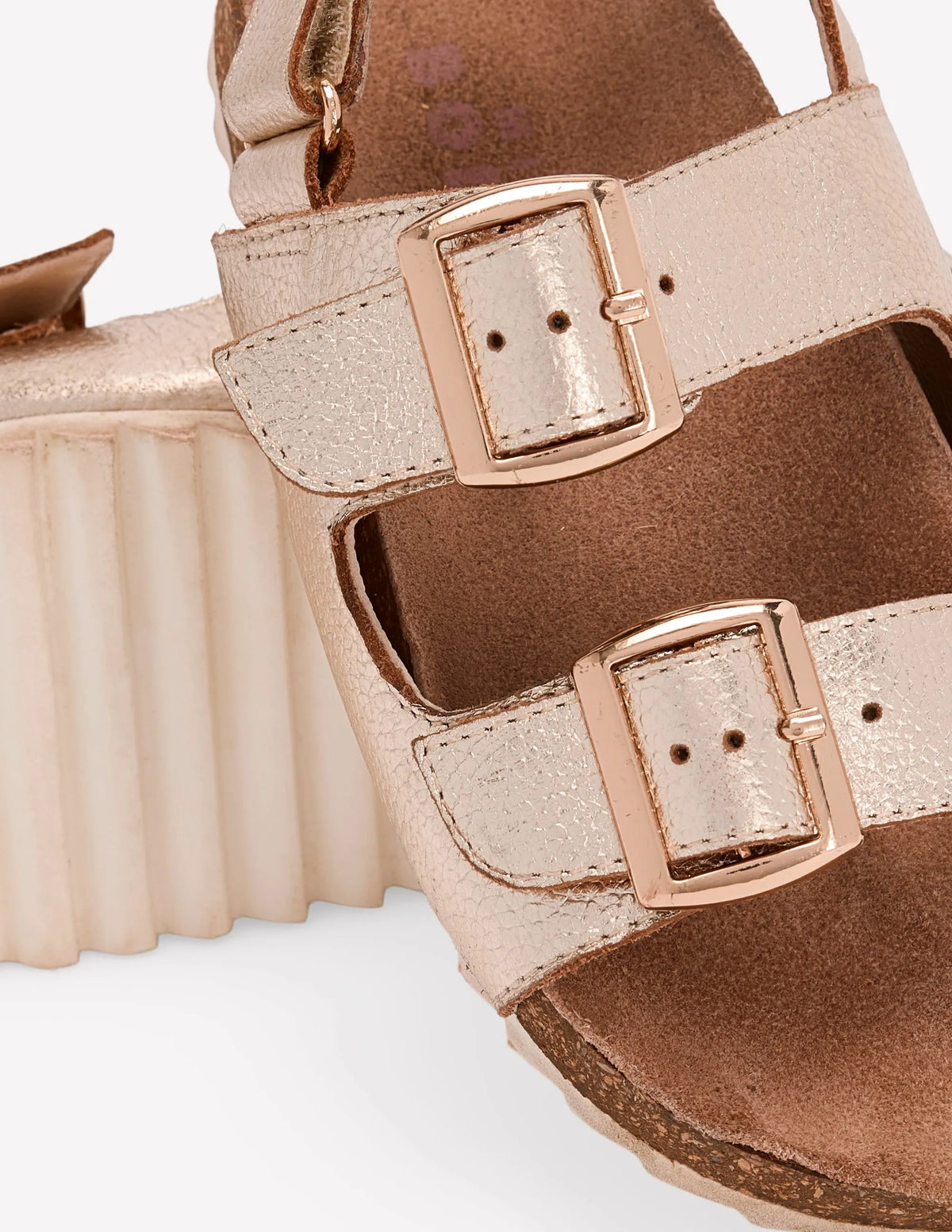 Metallic Double Strap Sandals-Gold