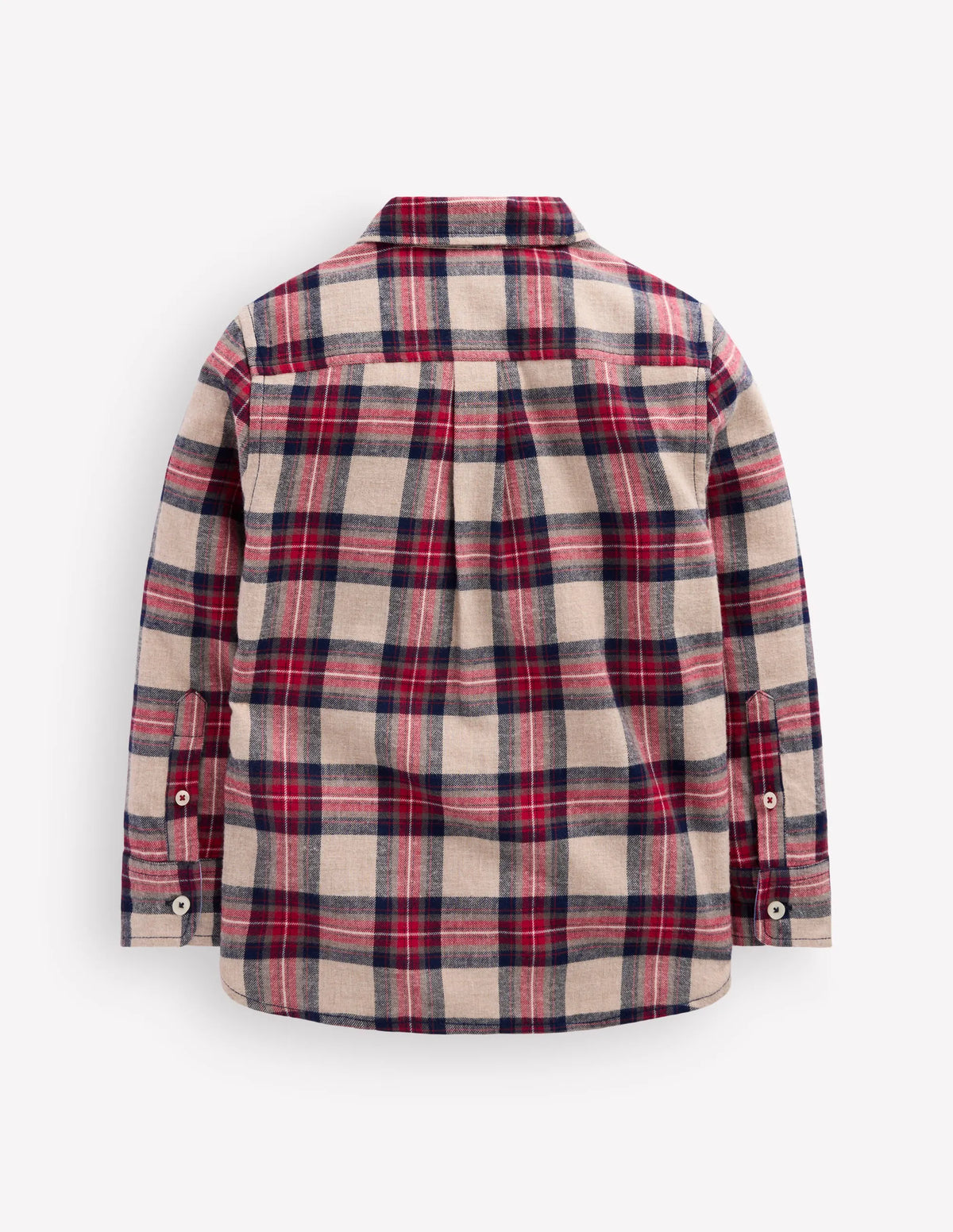 Cosy Cotton Check Shirt-Oat, Navy & Red Check