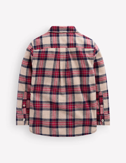 Cosy Cotton Check Shirt-Oat, Navy & Red Check