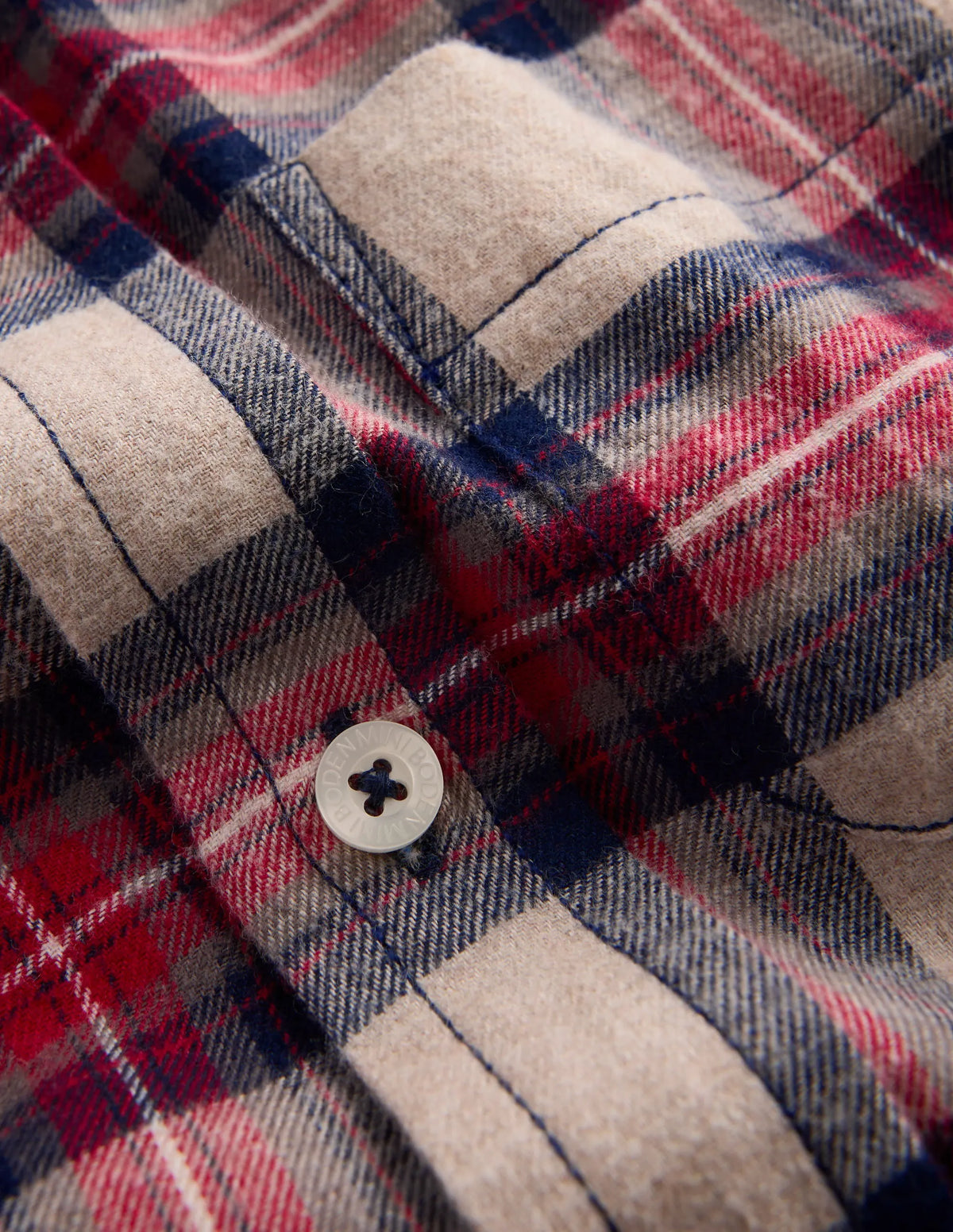 Cosy Cotton Check Shirt-Oat, Navy & Red Check