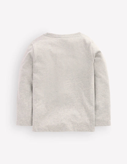 Longsleeve Superstitch T-shirt-Grey Marl Scenic Bear