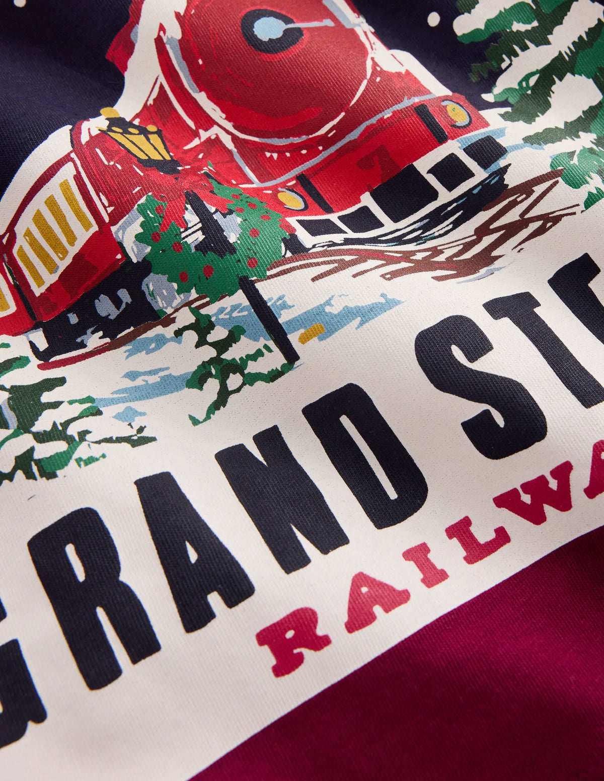 Long Sleeve Printed T-shirt-Red Steam Train