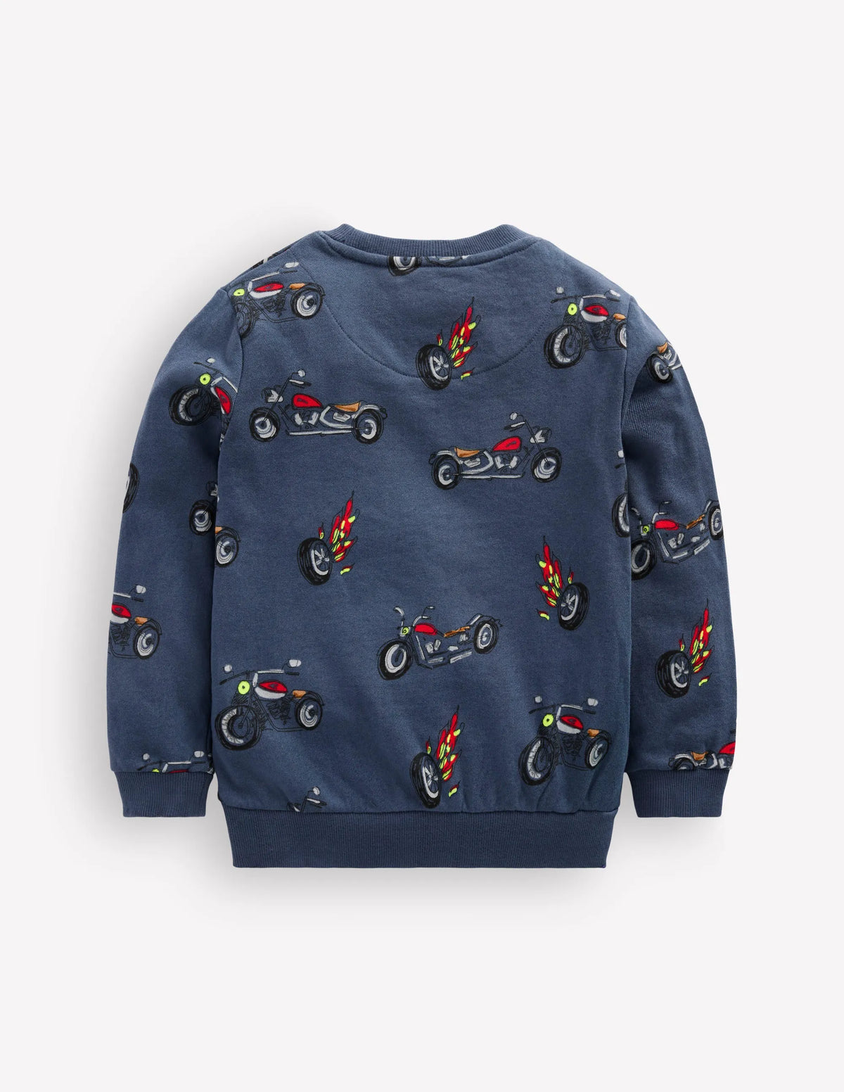 Everyday Printed Sweatshirt-Grey-Blue Motorbikes