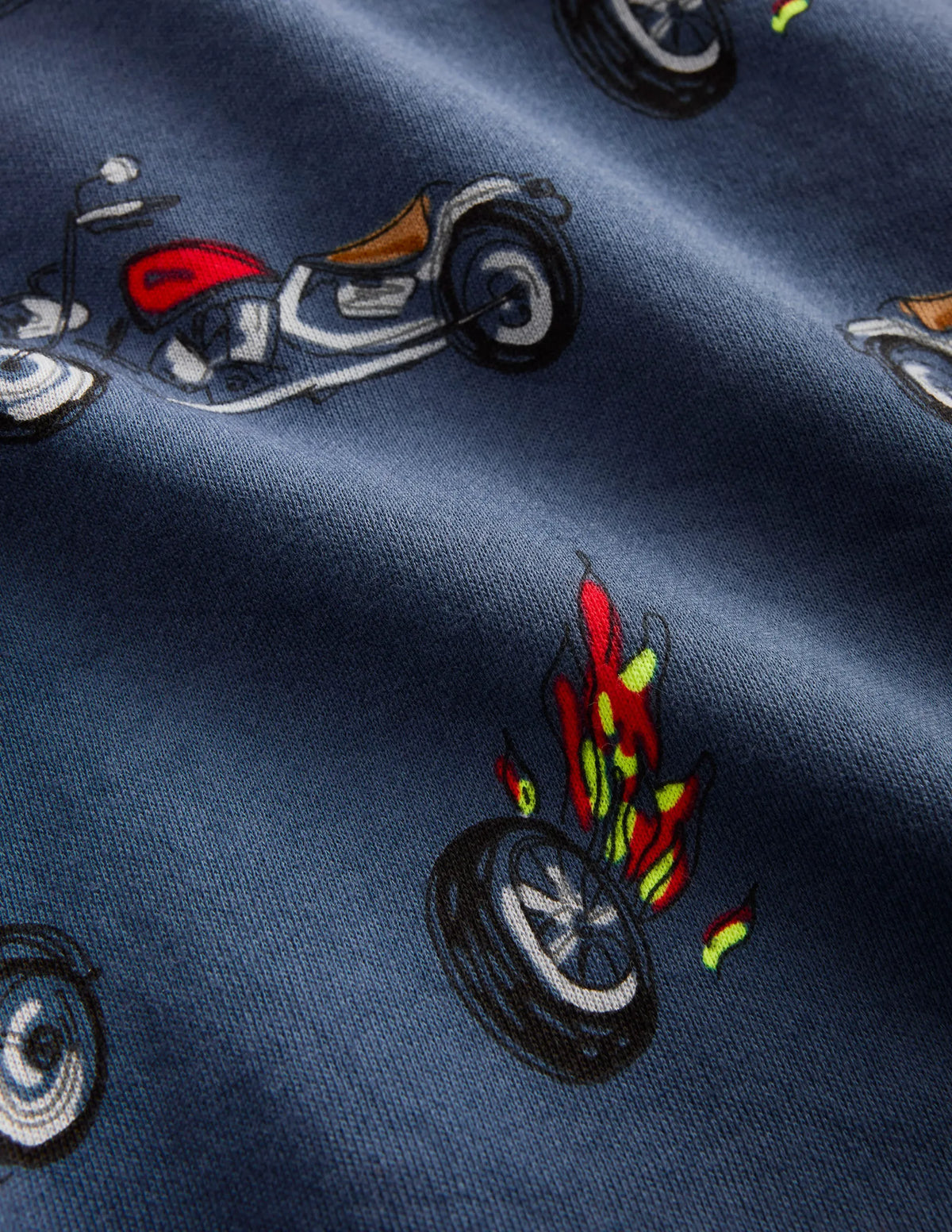 Everyday Printed Sweatshirt-Grey-Blue Motorbikes