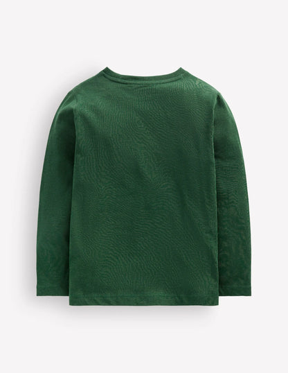 Long Sleeve Glow T-shirt-Hunter Green Dinos