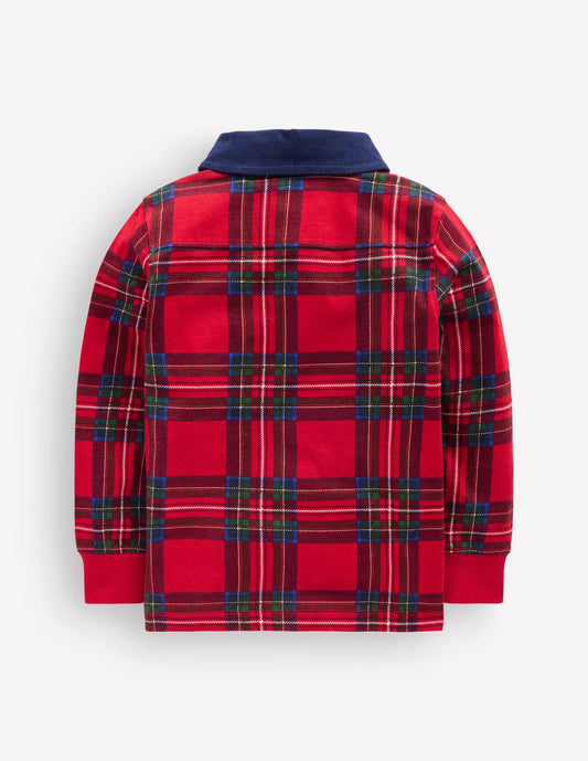Long Sleeve Smart Polo Shirt-RED BRAND CHECK