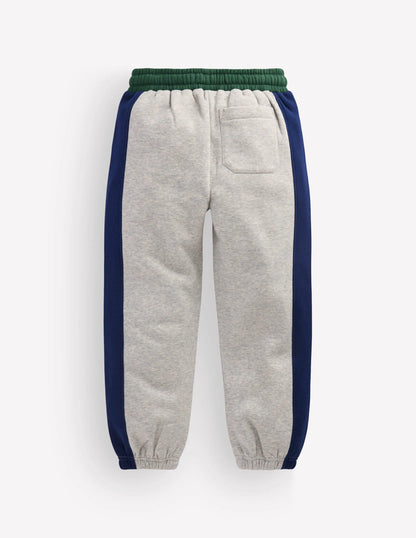 Colourblock Cuffed Joggers-Grey Marl Multi Stripe