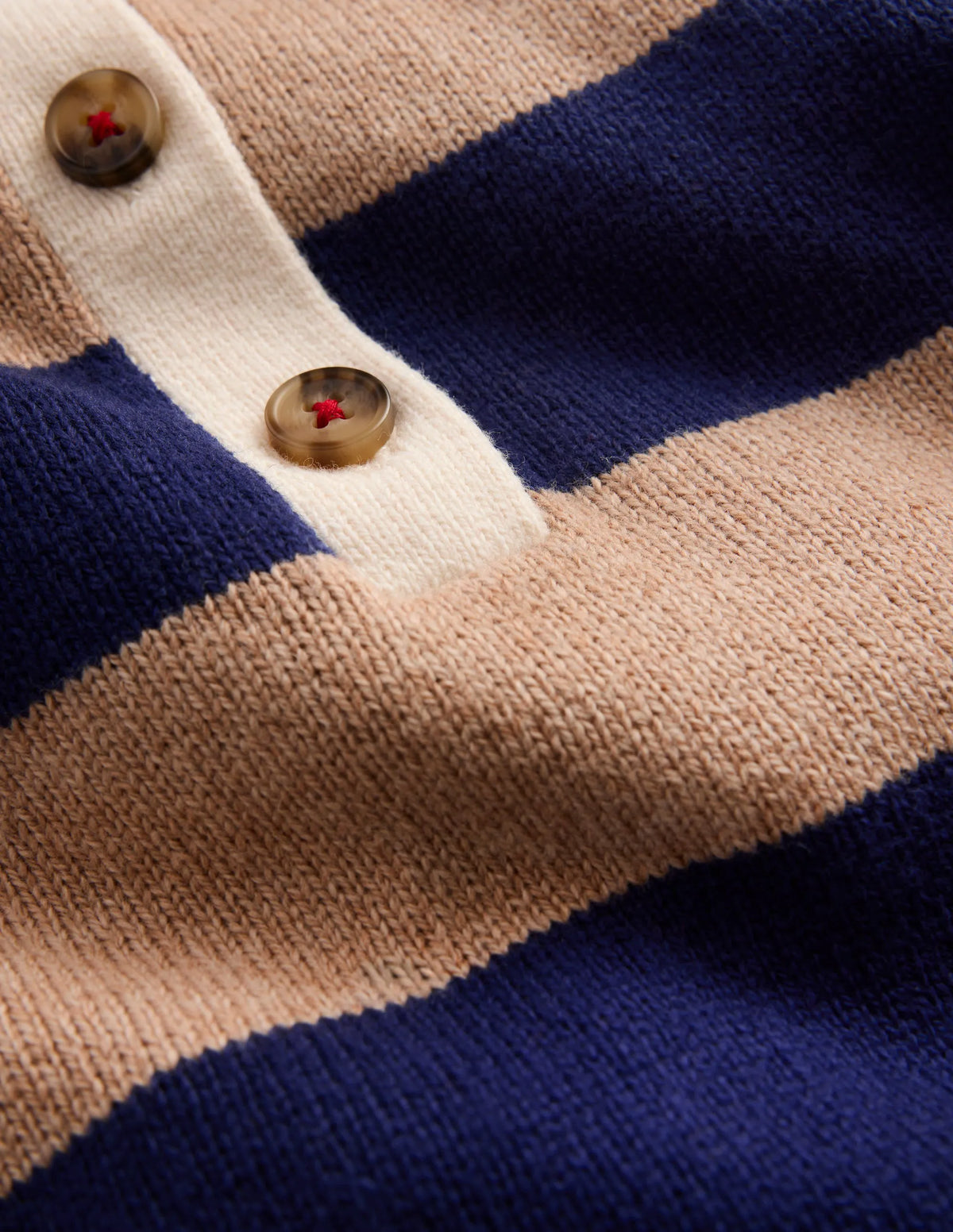 Knitted Rugby Jumper-Blue and Brown Stripe