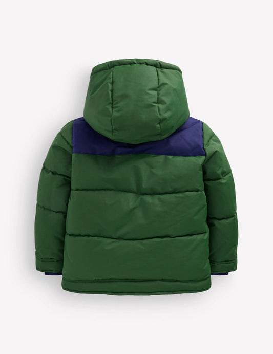 Borg Lined Puffer Coat-Brunswick Green