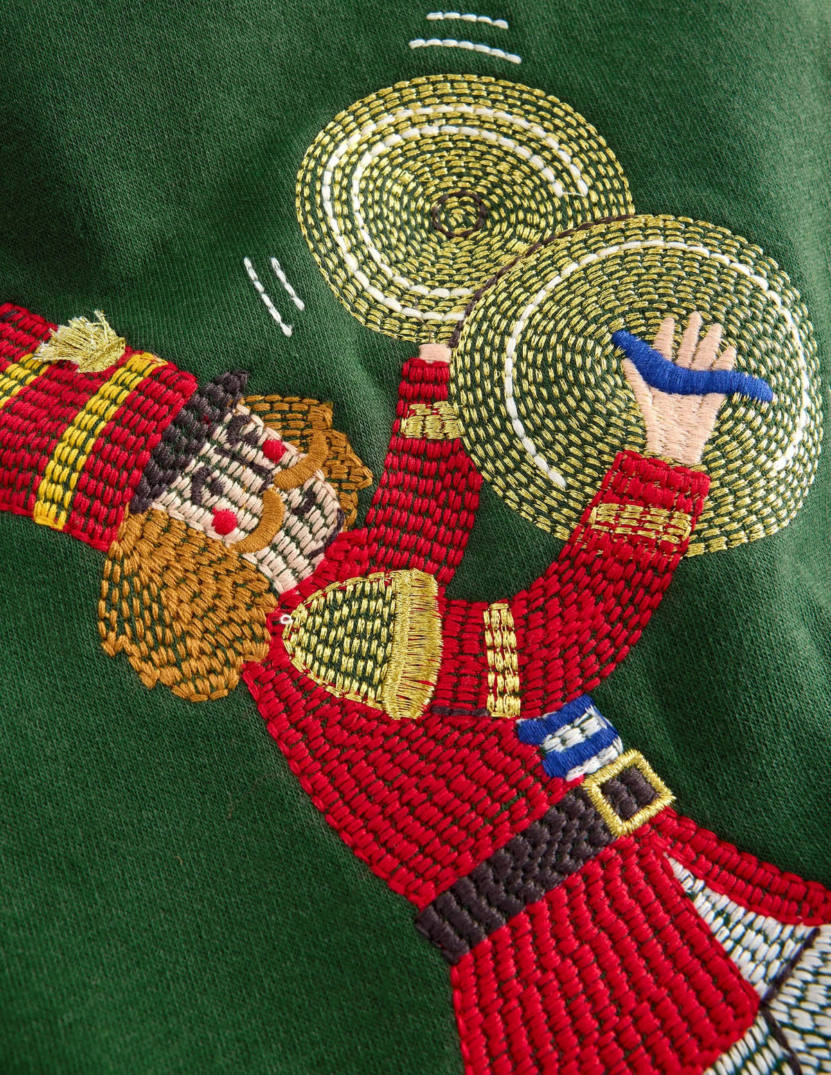 Festive Applique sweatshirt-Green Nutcracker Marching Band