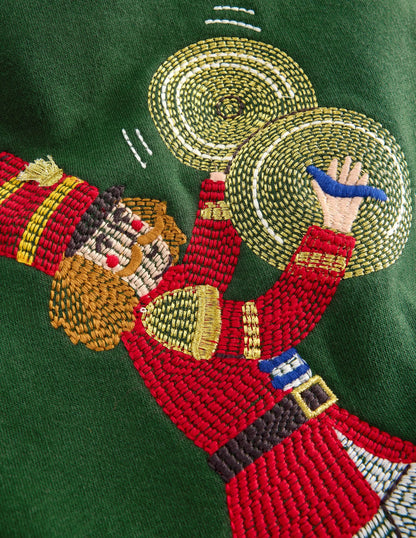 Festive Applique sweatshirt-Green Nutcracker Marching Band