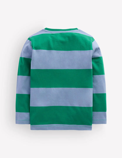 Striped Stitch Detail T-Shirt-Dog