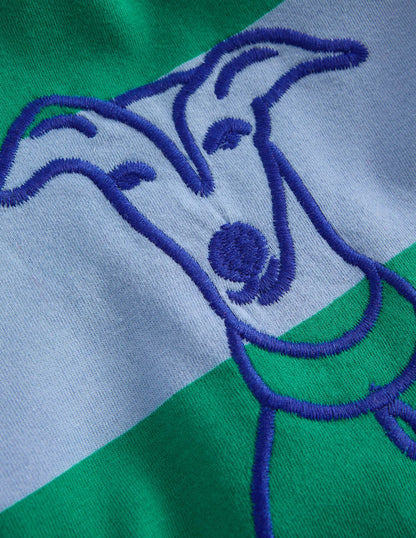 Striped Stitch Detail T-Shirt-Dog