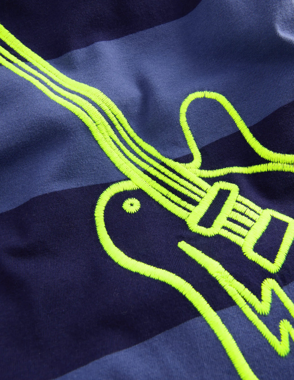 Striped Stitch Detail T-Shirt-Blue Stripe, Guitar