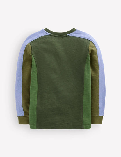 Colourblock Mid-weight T-Shirt-Brunswick Green Colourblock
