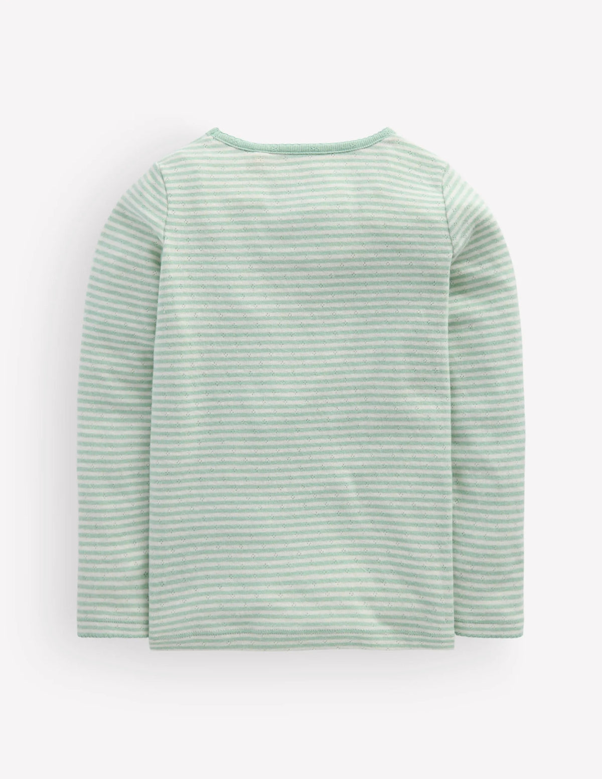 Long Sleeve Pointelle Top-Misty Blue Stripe