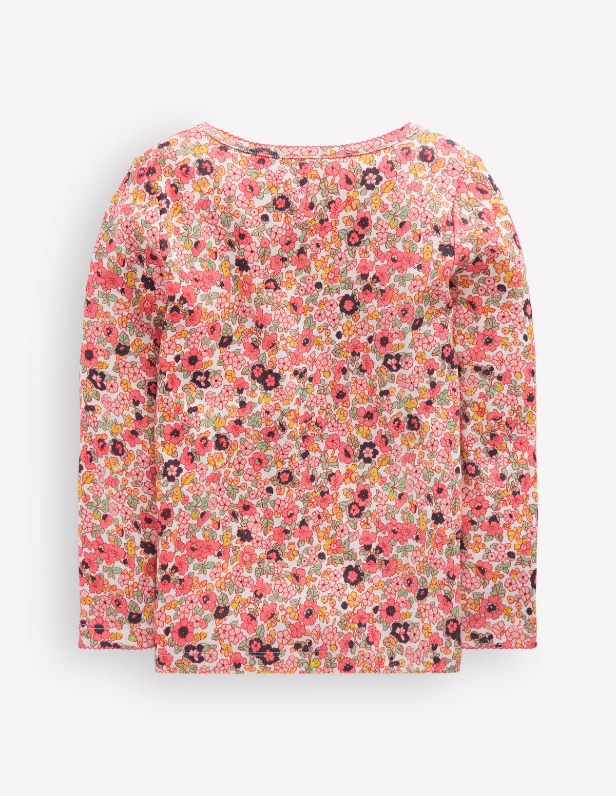 Long Sleeve Pointelle Top-Pink Floral
