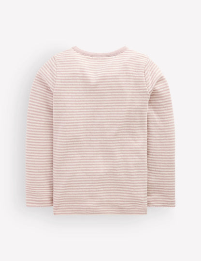 Long Sleeve Pointelle Top-Violet Ice / Ivory