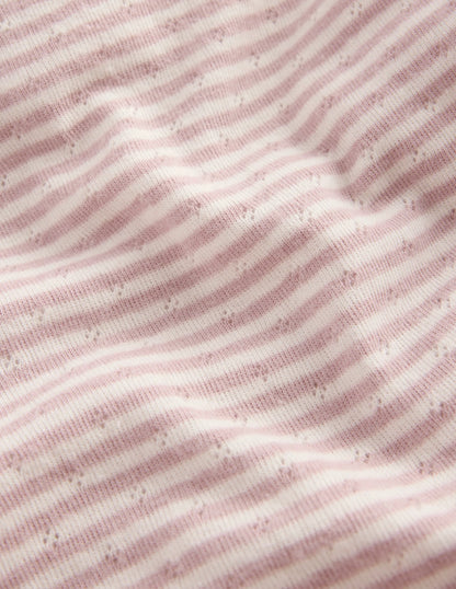 Long Sleeve Pointelle Top-Violet Ice / Ivory