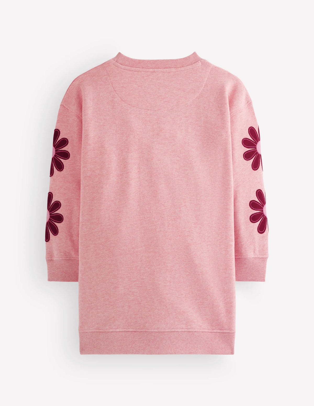 Ami Relaxed Sweatshirt Dress-Pink Flower Embroidery