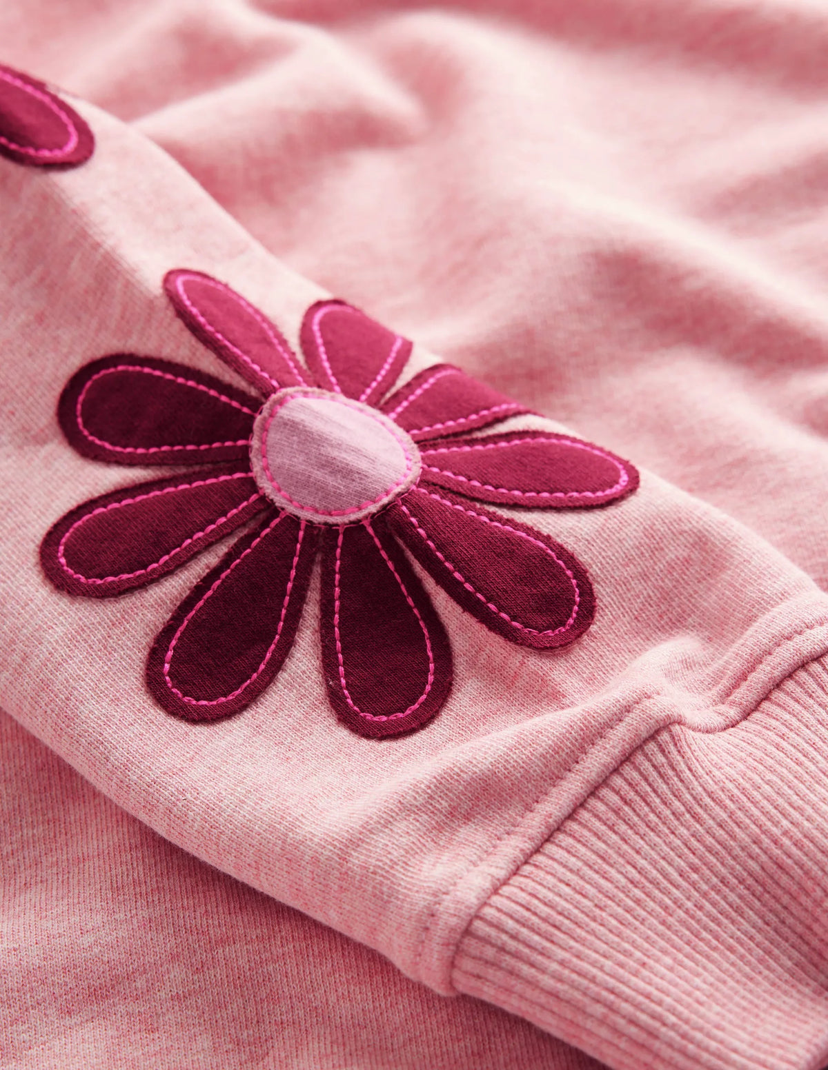 Ami Relaxed Sweatshirt Dress-Pink Flower Embroidery