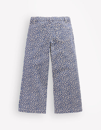 Wide Leg Jean-Calico White/ Blue Leopard