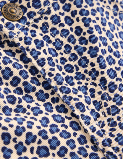 Wide Leg Jean-Calico White/ Blue Leopard