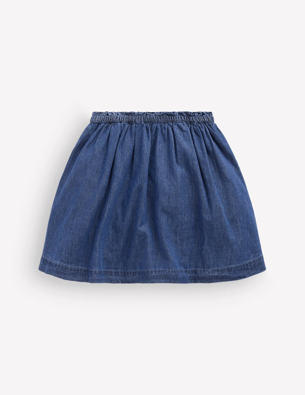 Woven Button-Through Skirt-Mid Wash