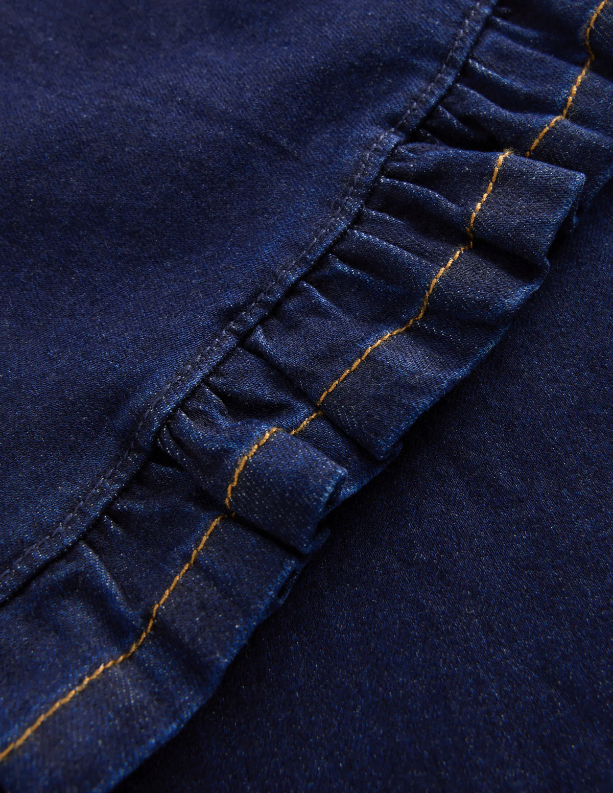Wide Leg Frill Hem Jeans-Dark Wash