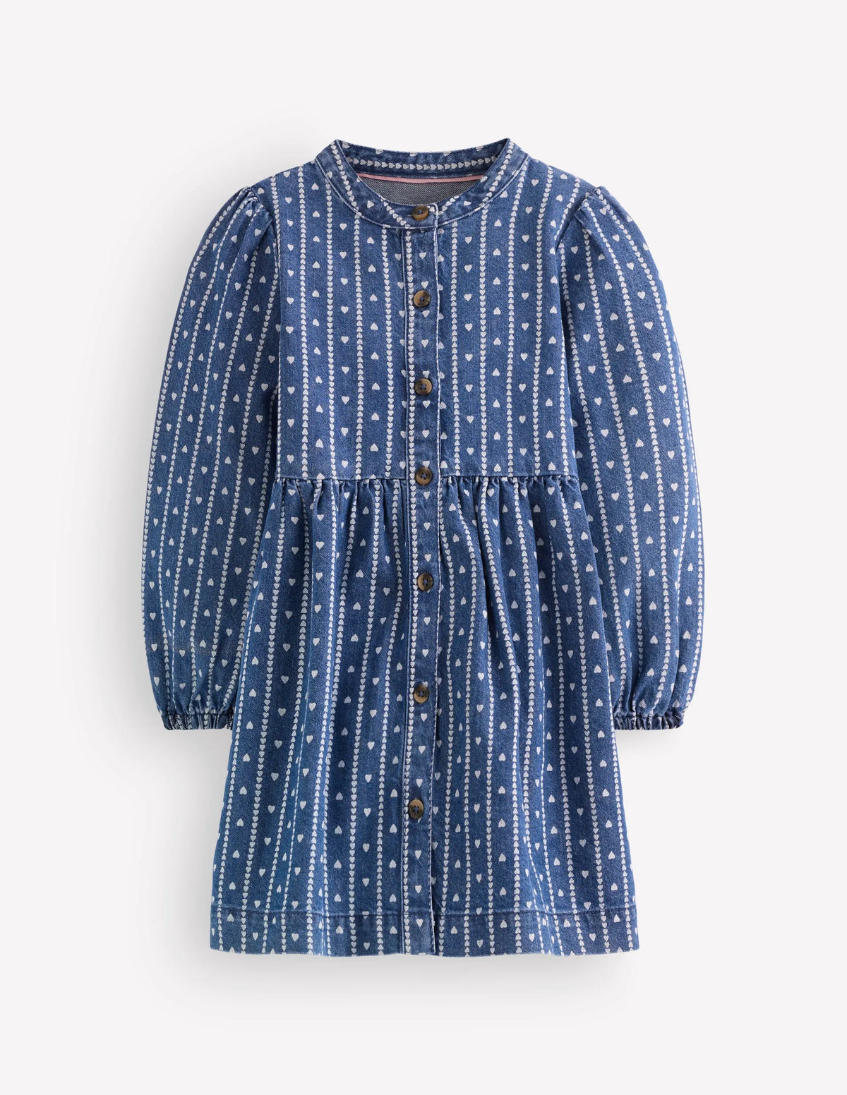 Betsy Woven Puff Sleeve Dress-Denim Tiny Hearts