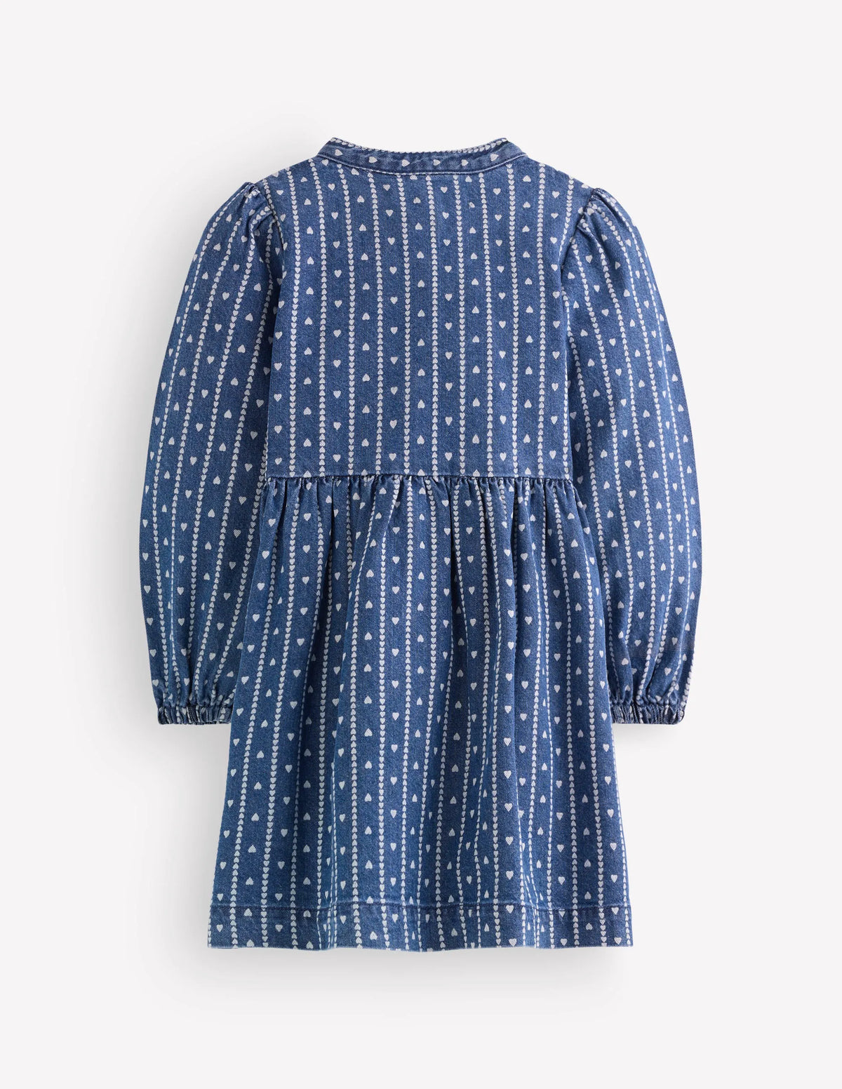 Betsy Woven Puff Sleeve Dress-Denim Tiny Hearts