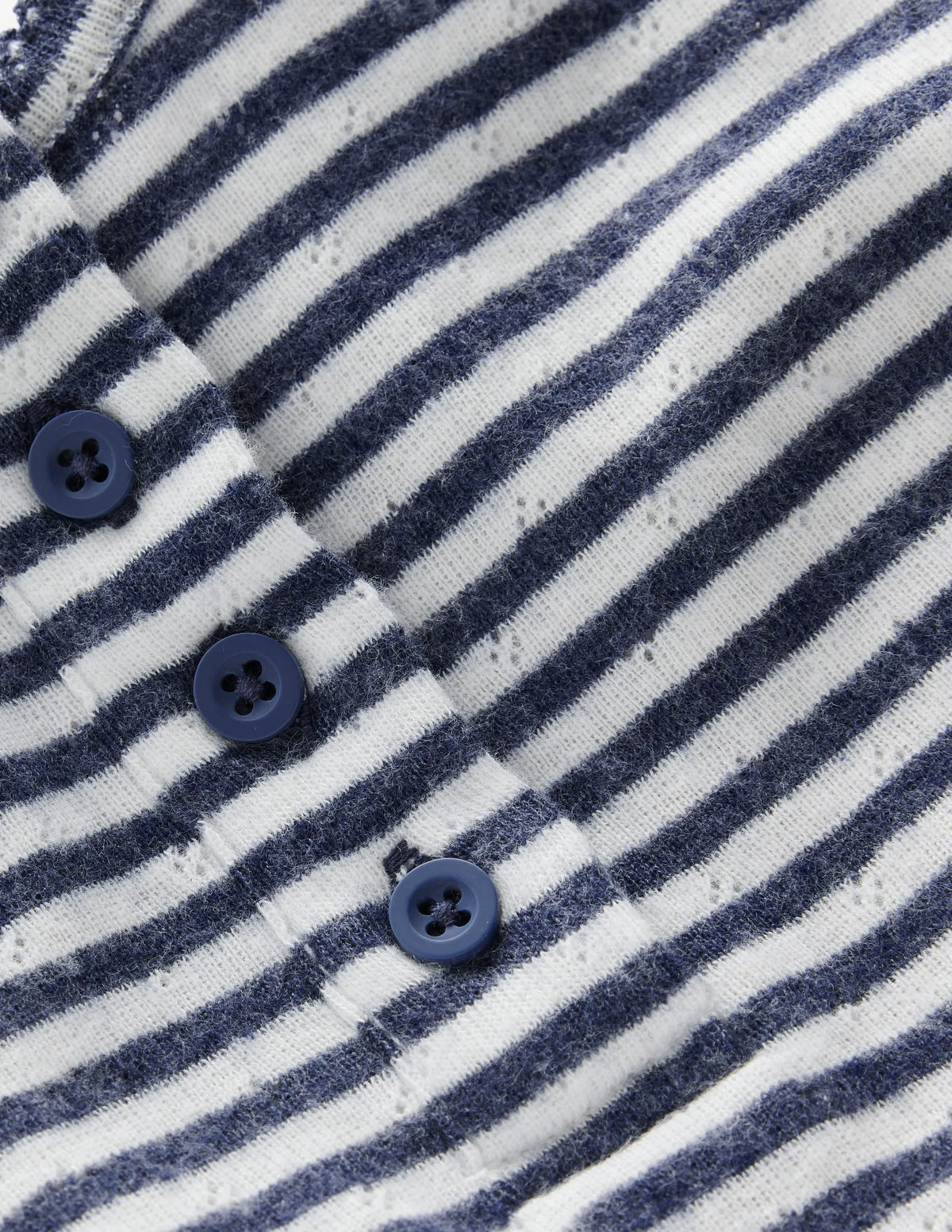 Long Sleeve Henley Top-Soft Ivory/ Navy Stripe
